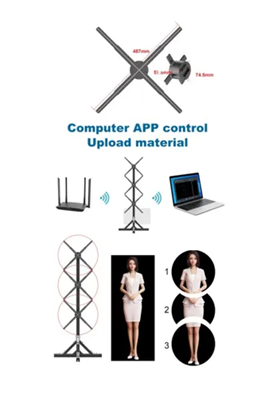 Holograma Humano Real 3D 170cm, Wi-Fi, Som Via Bluetooth